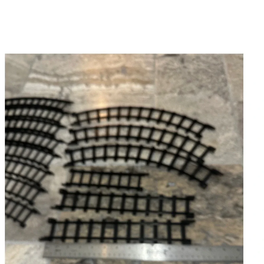 Black Plastic Model Train Track Set 14 Piece Lot Curved and Straight Pieces EUC